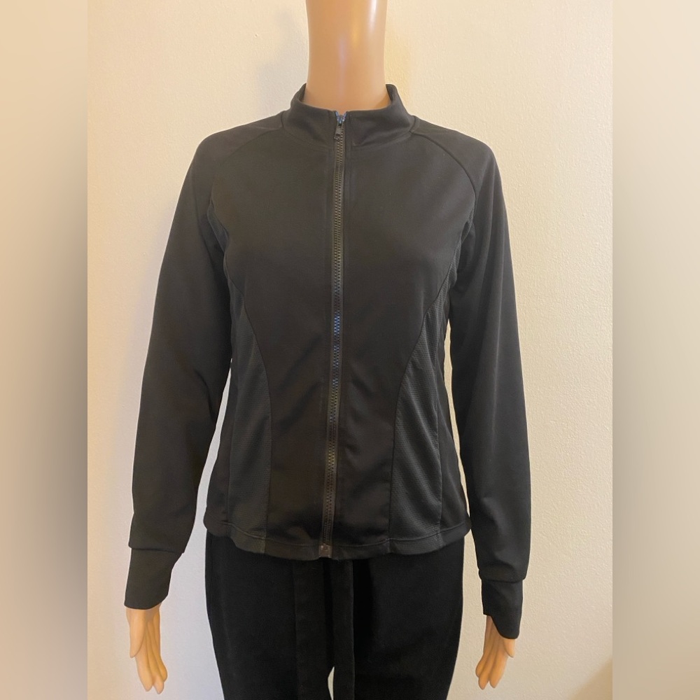 Women SHEIN Black Long Sleeve Front Zip Lightweight Athletic Jacket